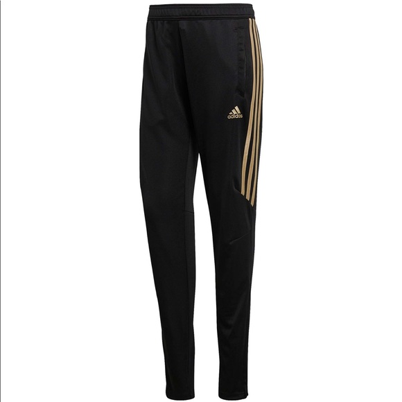 white and gold adidas track pants